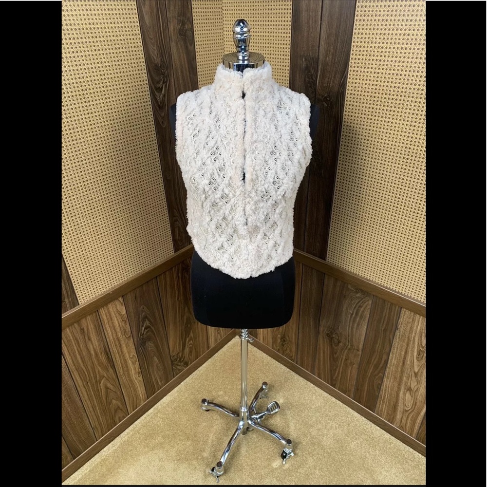 PAULA LISHMAN LIMITED DYED CREAM KNITTED KNIT BEAVER FUR VEST JACKET 2XS 00 - 0
